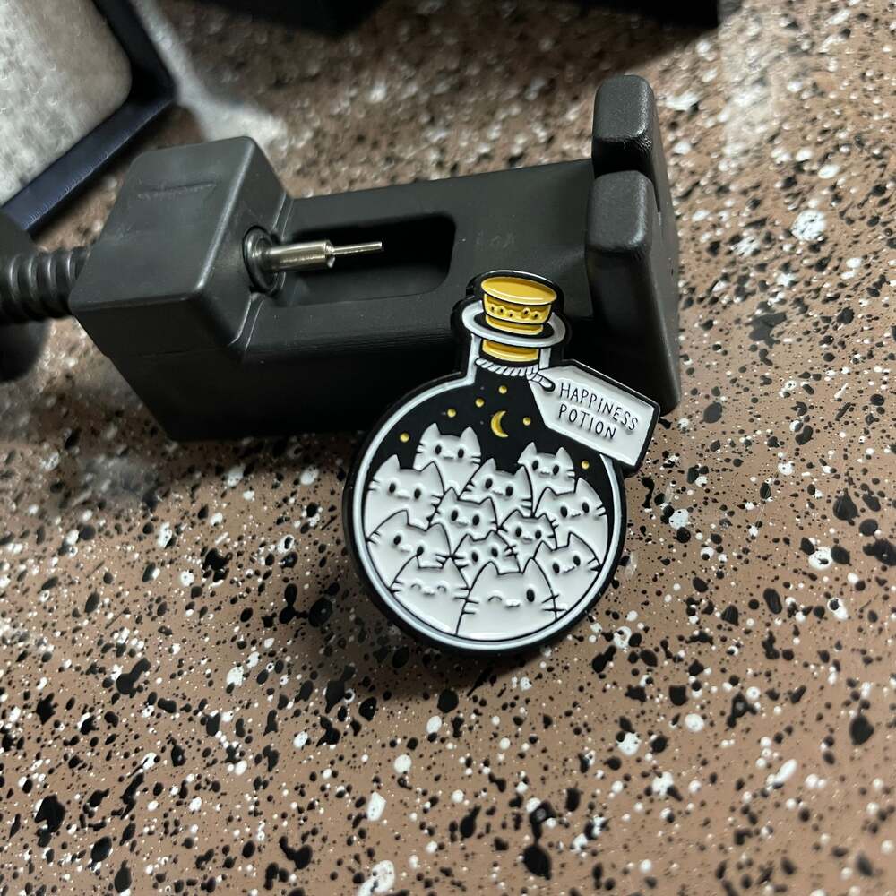 Happiness Potion Enamel Pin - Cute Cat Pins, Kawaii Animal Backpack Pins